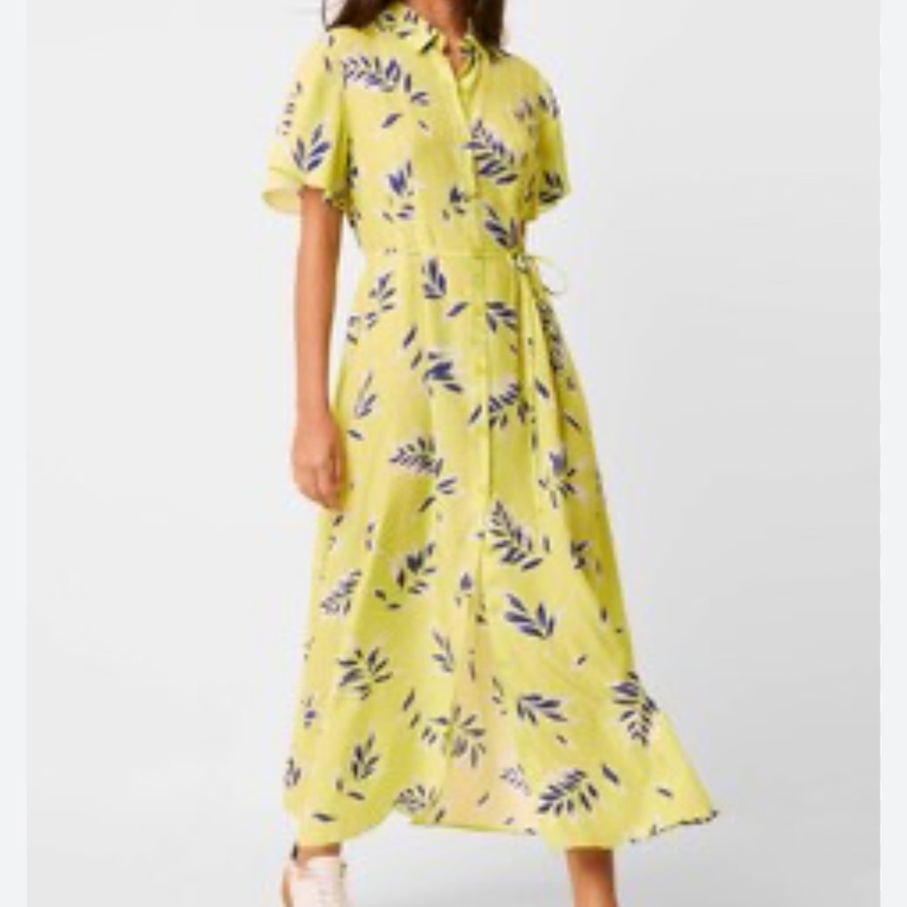 French Connection Lime Green Tropical Dress Size US10 UK14 EURL